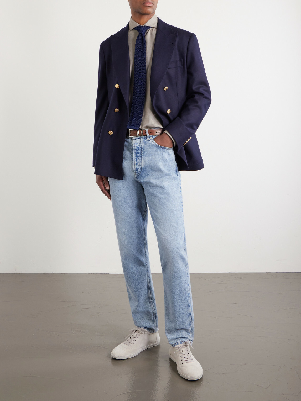 Brunello Cucinelli - Herringbone Cotton and Lyocell-Blend Shirt - Neutrals