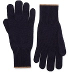 Brunello Cucinelli - Contrast-Tipped Cashmere Gloves - Men - Navy