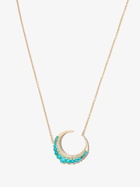 Jacquie Aiche 14K Yellow Gold Crescent Moon Small Turquoise Diamond Necklace