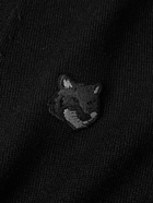 Maison Kitsuné - Slim-Fit Logo-Appliquéd Wool Cardigan - Black