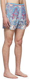 Etro Blue Paisley Costume Swim Shorts