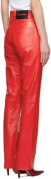 LU'U DAN Red Straight Leg Leather Pants