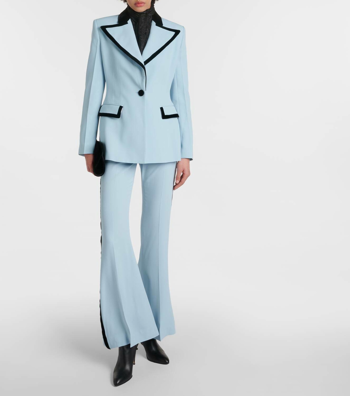 Nina Ricci Single-breasted velvet-trimmed blazer Nina Ricci