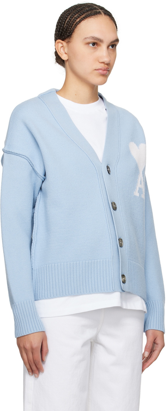 AMI Paris Blue Ami de Cœur Cardigan AMI