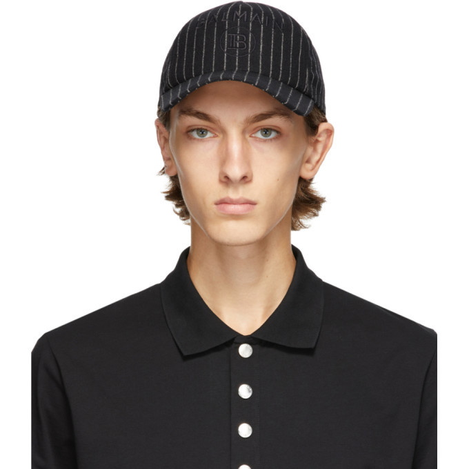 Photo: Balmain Black Wool Striped Cap