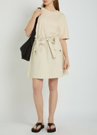 Moncler Belted Cotton Mini T-shirt Dress Ivory