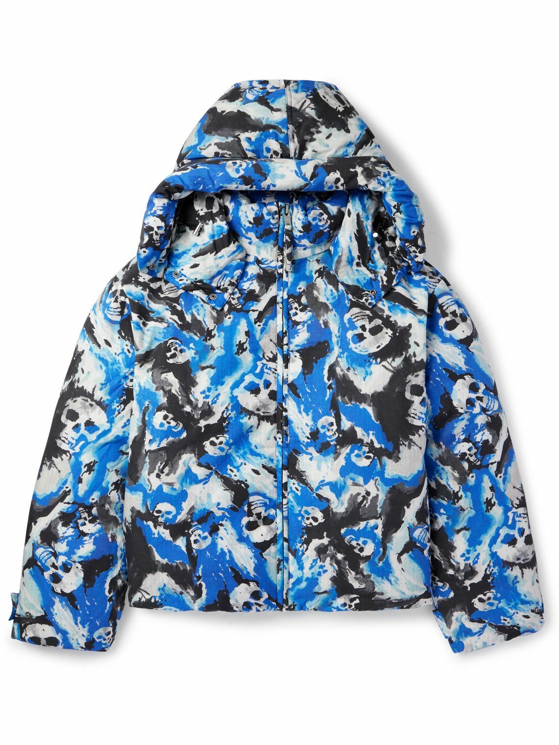 ERL - Skull Printed Padded Cotton-Twill Hooded Jacket - Blue ERL