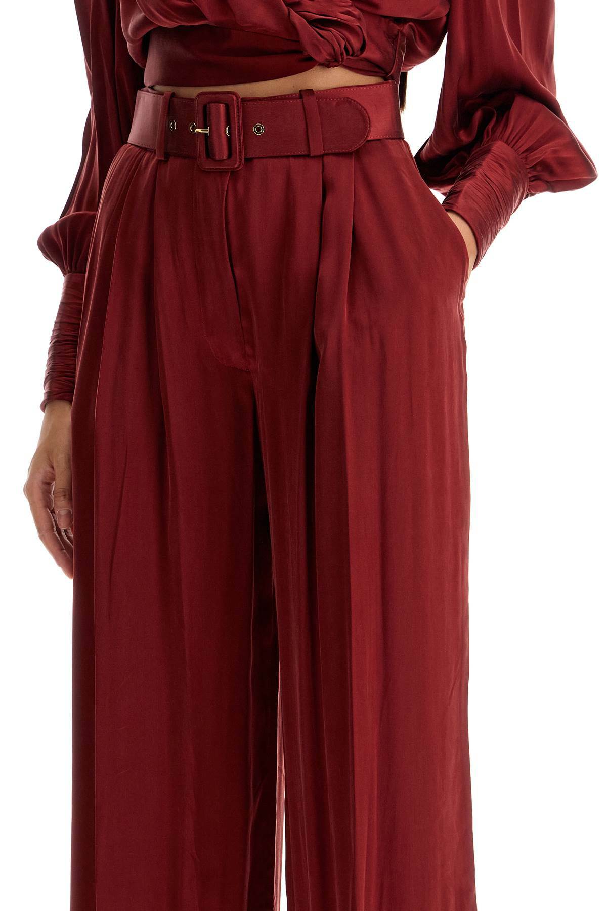 ZIMMERMANN silk satin palazzo pants in nine Red Zimmermann