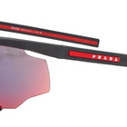 Prada Eyewear Men's Linea Rossa PS 07YS Sunglasses in Black/Mirror Orange