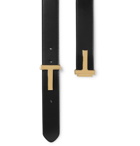 TOM FORD - 4cm Polished-Leather Belt - Black