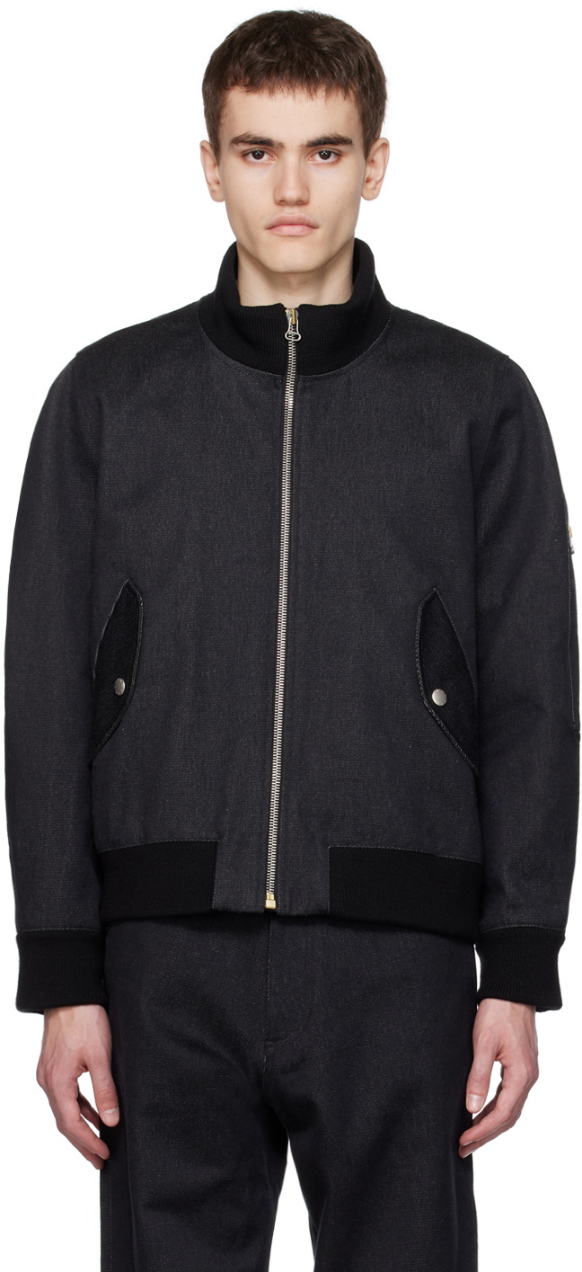 3MAN Black Flight Denim Bomber Jacket