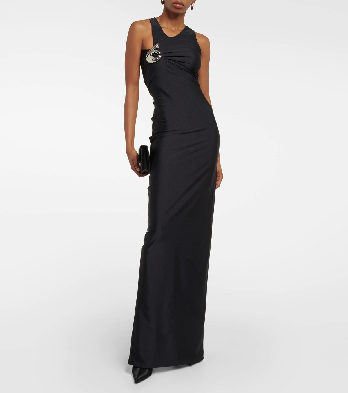 chinese dress ladies Coperni Layered Mesh Body-Con Dress in Black at Nordstrom, Size Large main image 1