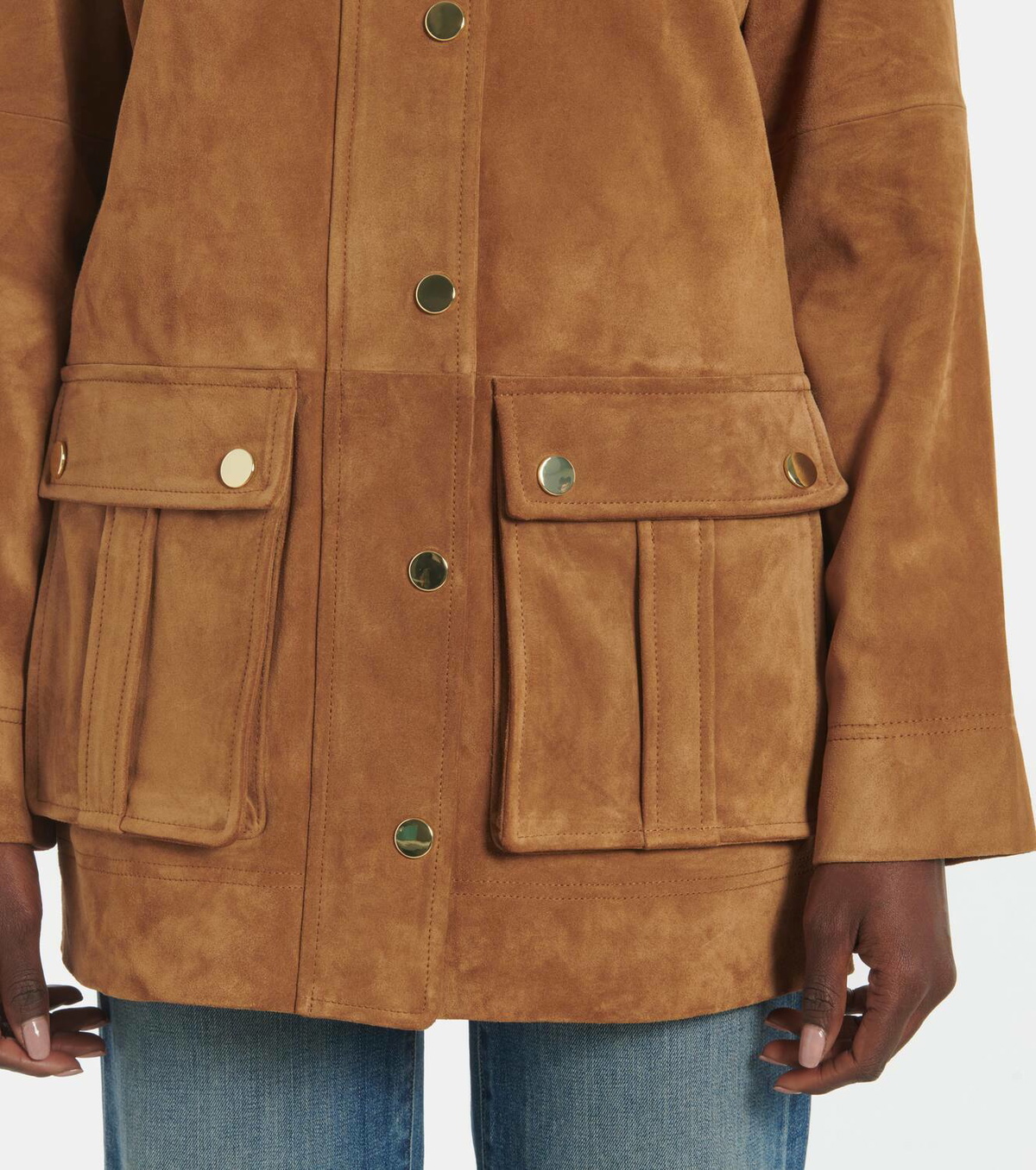Veronica Beard Suz leather-trimmed suede jacket