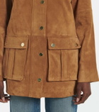 Veronica Beard Suz leather-trimmed suede jacket