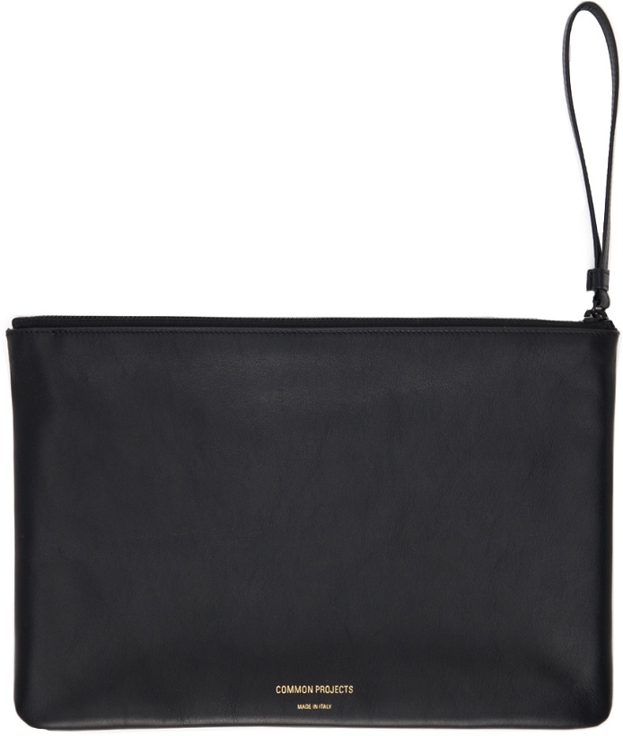 Photo: Common Projects Black Large Leather Logo Pouch