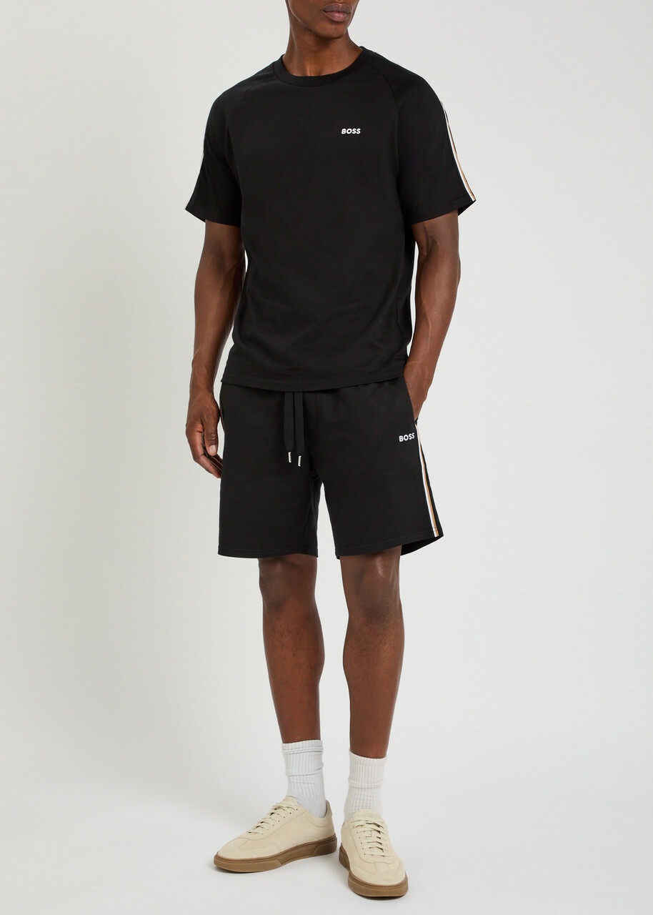 Boss Iconic Logo-embroidered Cotton Shorts Black
