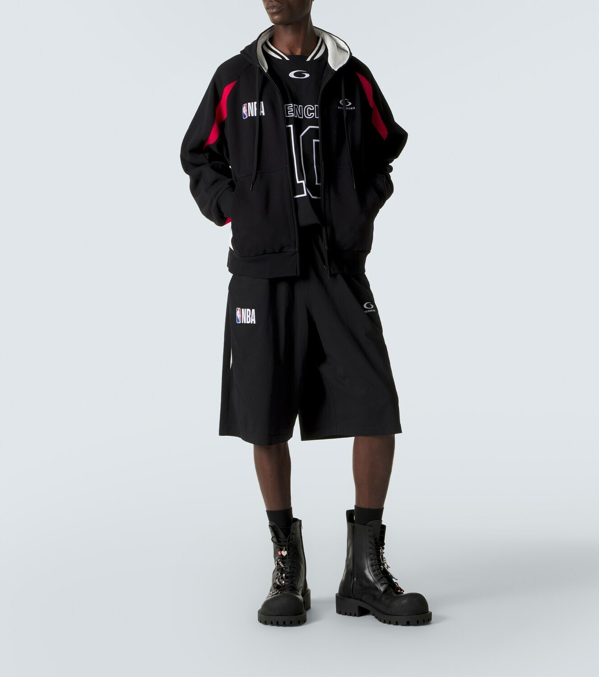 Balenciaga x NBA logo cotton fleece shorts