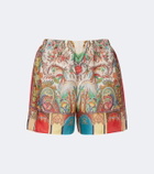 Etro Paisley silk satin shorts