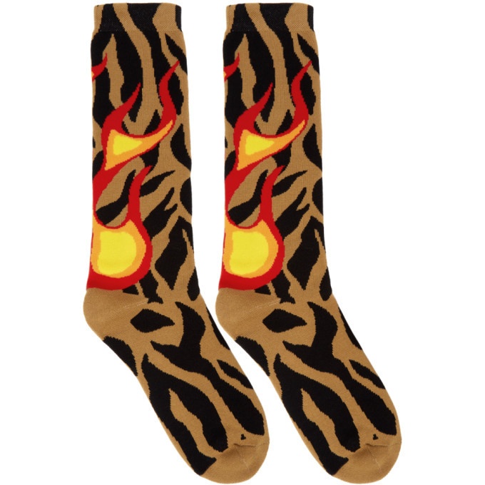 Photo: Palm Angels Brown Big Flames Socks