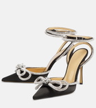 Mach & Mach - Double Bow embellished satin pumps