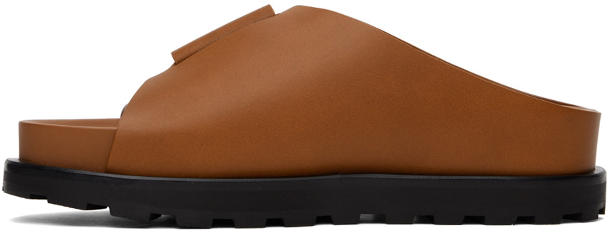 Jil Sander Tan Cross-Strap Leather Slides