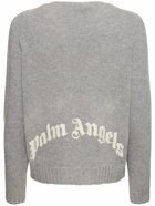 PALM ANGELS - Curved Logo Wool Blend Sweater