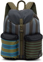Paul Smith Blue & Khaki Porter-Yoshida & Co. Striped Backpack