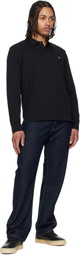 Hugo Black Stacked-Logo Cotton Blend Polo