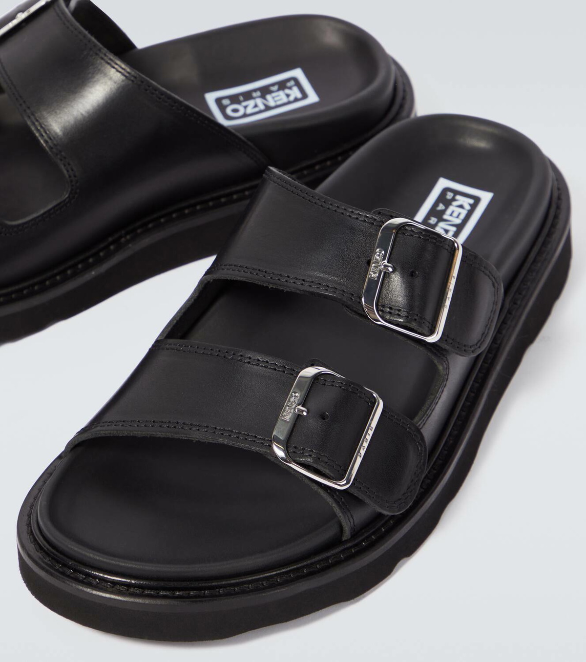 【関税込み】Kenzo ブラック Kenzo Paris KENZO Matto サンダル Kenzo Kenzo Matto leather sandals Kenzo