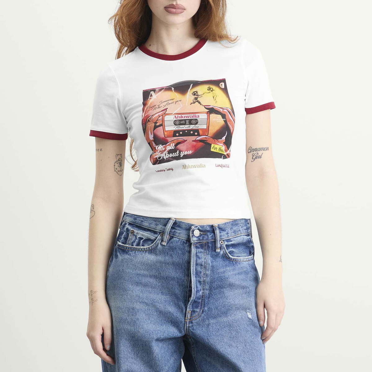 Ahluwalia Women's Vinyl Baby T-Shirt in White