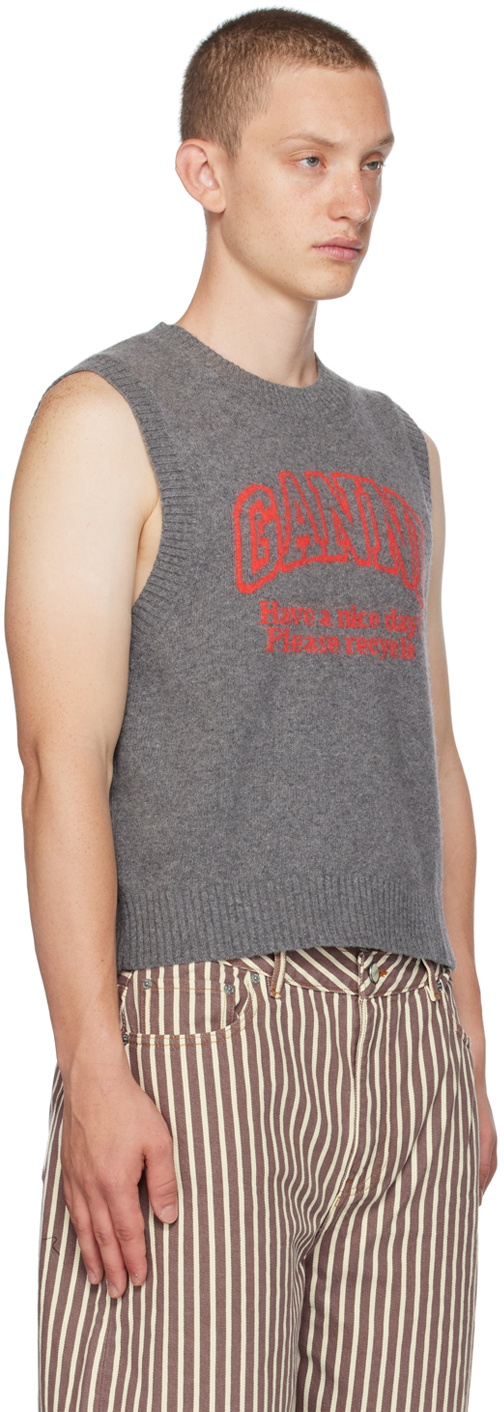 GANNI Gray Graphic Vest