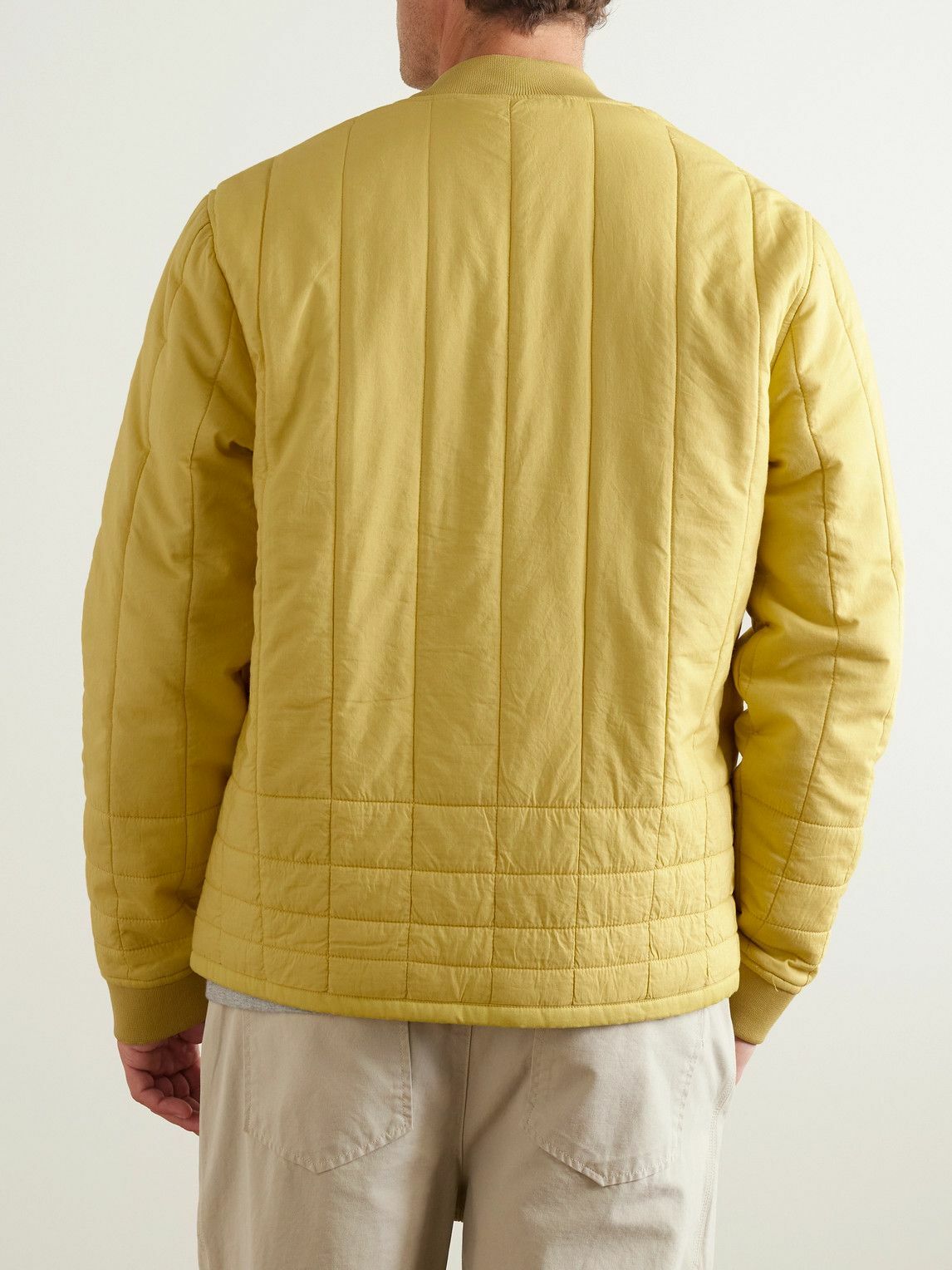 Folk Cave Quilted Cotton Bomber Jacket Yellow Folk