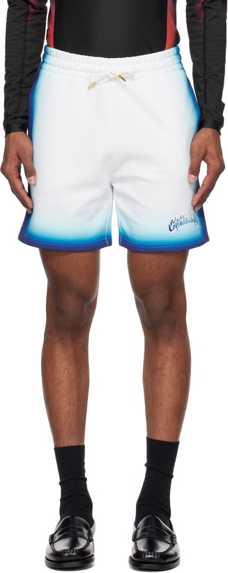 Photo: Casablanca White & Blue Fade Sweat Shorts