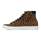 Saint Laurent Tan and Brown Leopard Malibu Mid-Top Sneakers