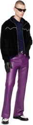 Ernest W. Baker Purple Flared Leather Trousers