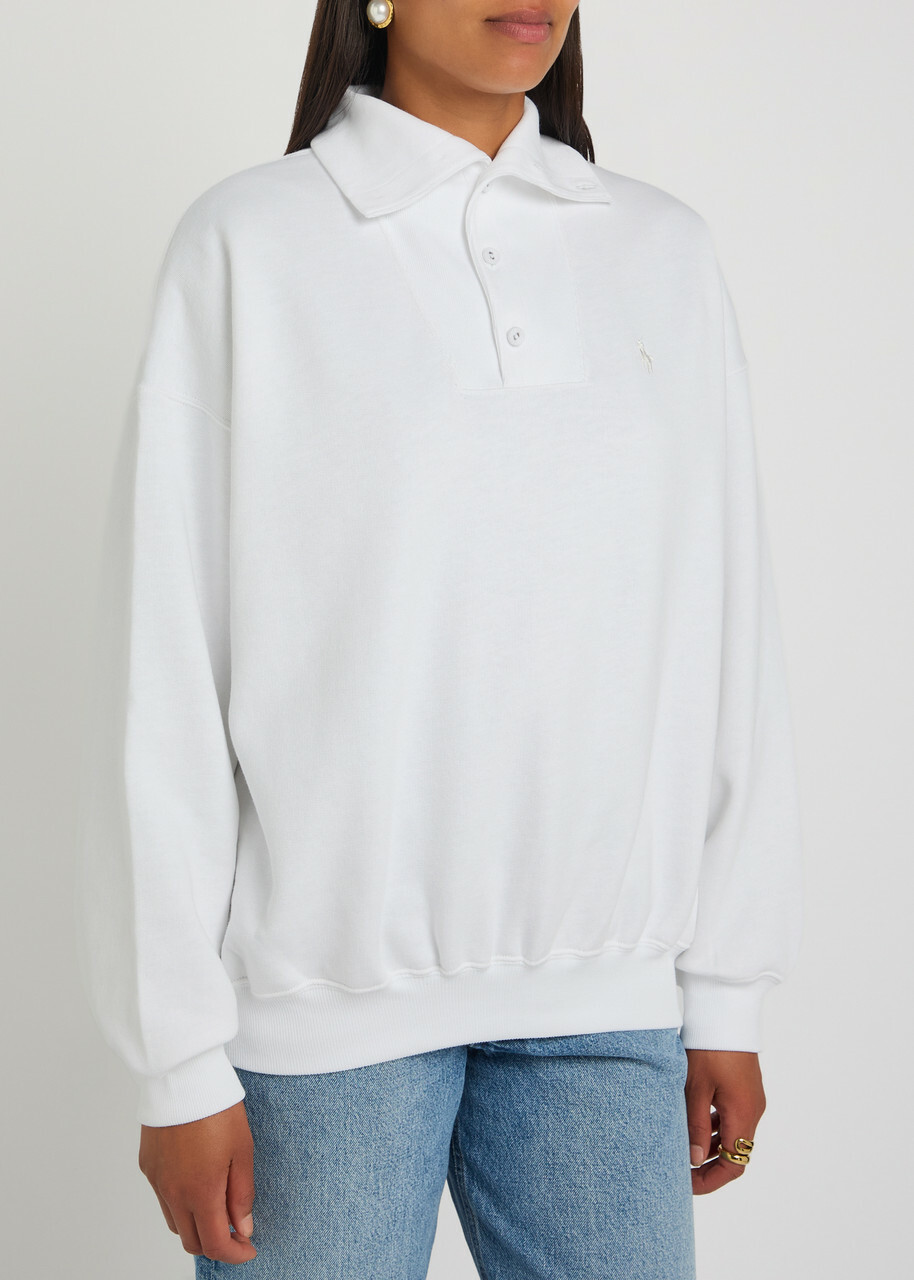 Polo Ralph Lauren Embroidered Cotton-blend Polo Sweatshirt White