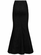 SELF-PORTRAIT - Flared Cotton Denim Maxi Skirt