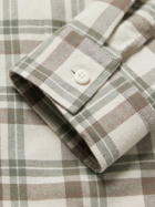 De Bonne Facture - Camp-Collar Checked Cotton-Flannel Shirt - Neutrals