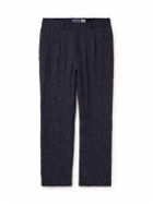 Blue Blue Japan - Straight-Leg Crinkled Cotton-Blend Jacquard Trousers - Blue
