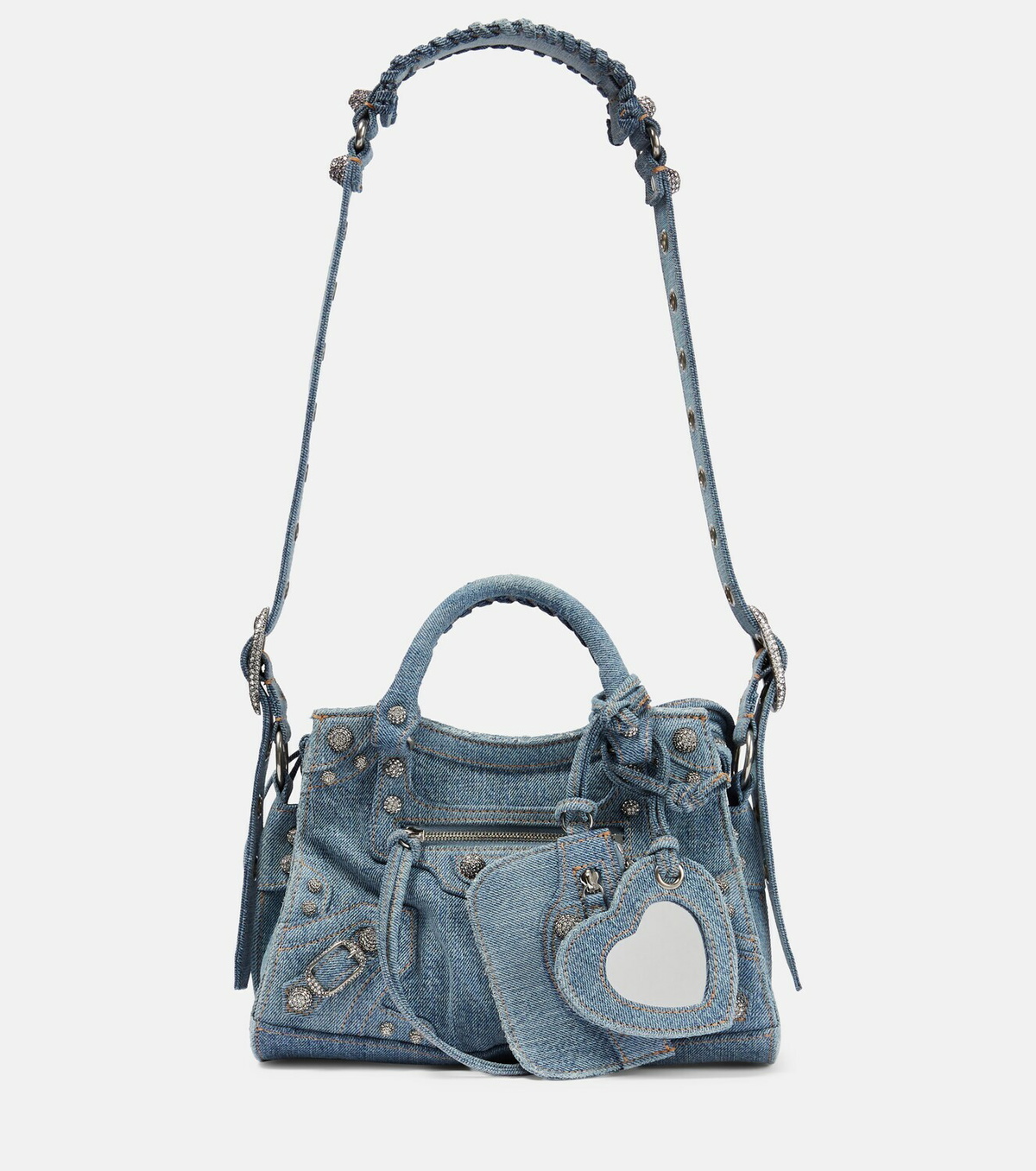 BALENCIAGA, XS Le Cagole Washed Denim Shoulder Bag, Women