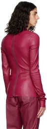 Rick Owens Pink Edfu Leather Long Sleeve T-Shirt