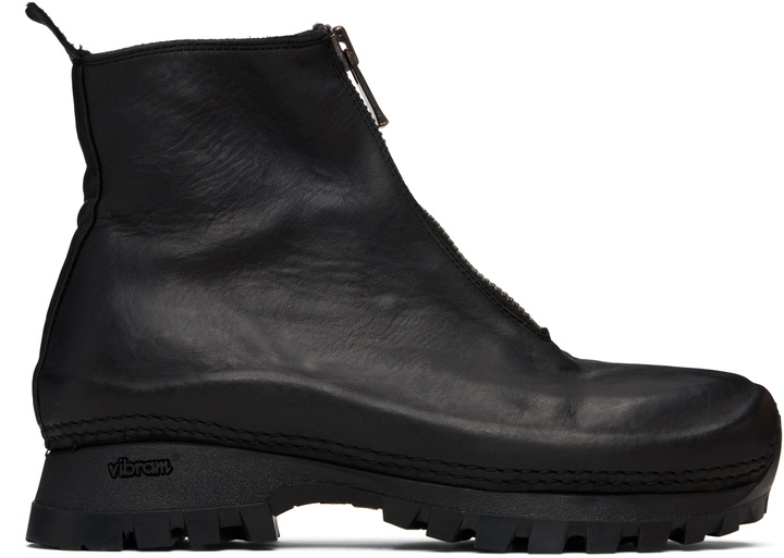 Photo: Guidi Black VS01 Leather Front Zip Ankle Boots