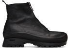 Guidi Black VS01 Leather Front Zip Ankle Boots