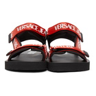 Versace Jeans Couture Red and Black Logo Strap Sandals