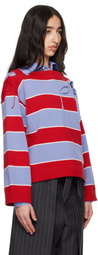 Charles Jeffrey LOVERBOY Red & Blue Slash Stripe Sweater