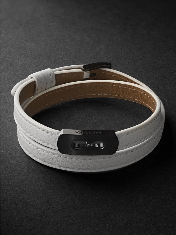 Photo: Messika - DLC-Coated Titanium and Leather Bracelet - White