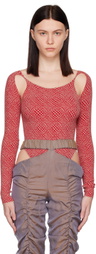 Rui Red & Beige Jacquard Bodysuit