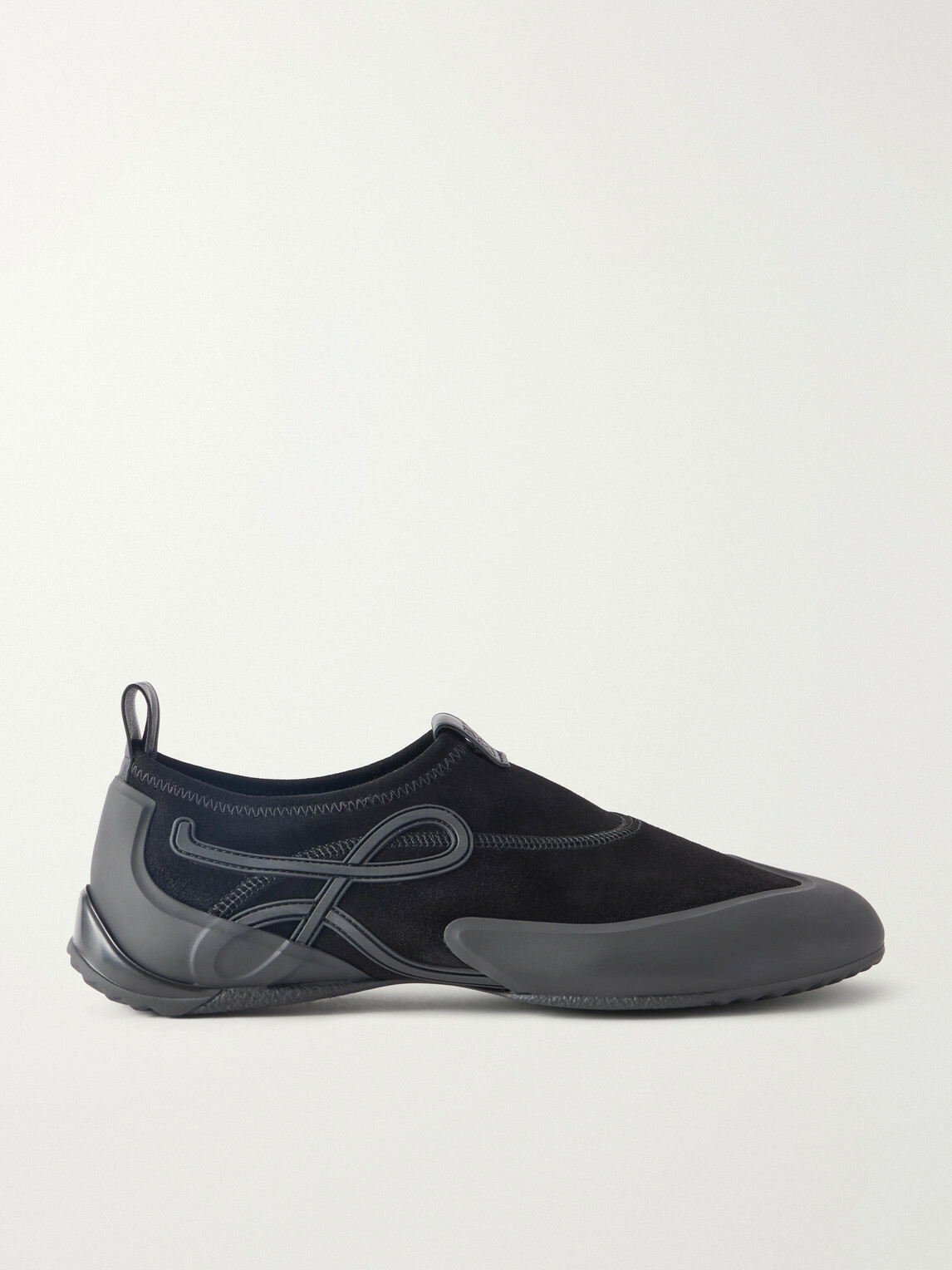 LOEWE - Grip Aqua Rubber-Trimmed Stretch Suede Sneakers - Black