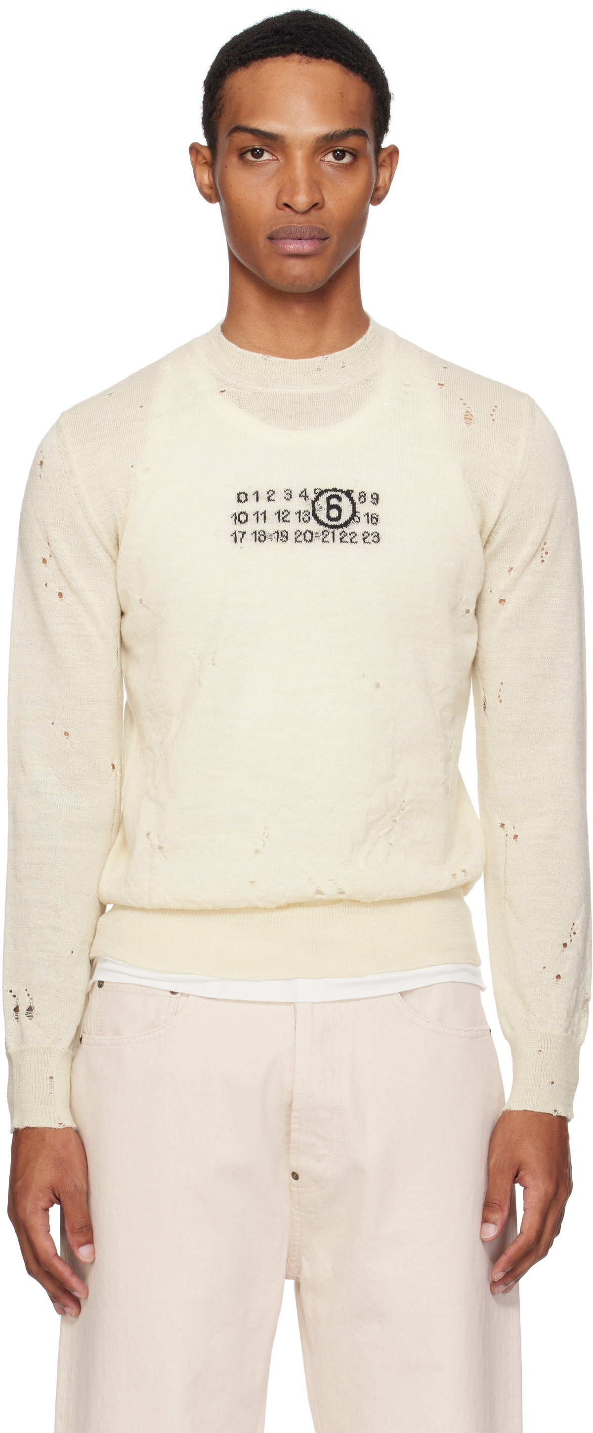 MM6 Maison Margiela Off-White Wool Sweater MM6 Maison Margiela