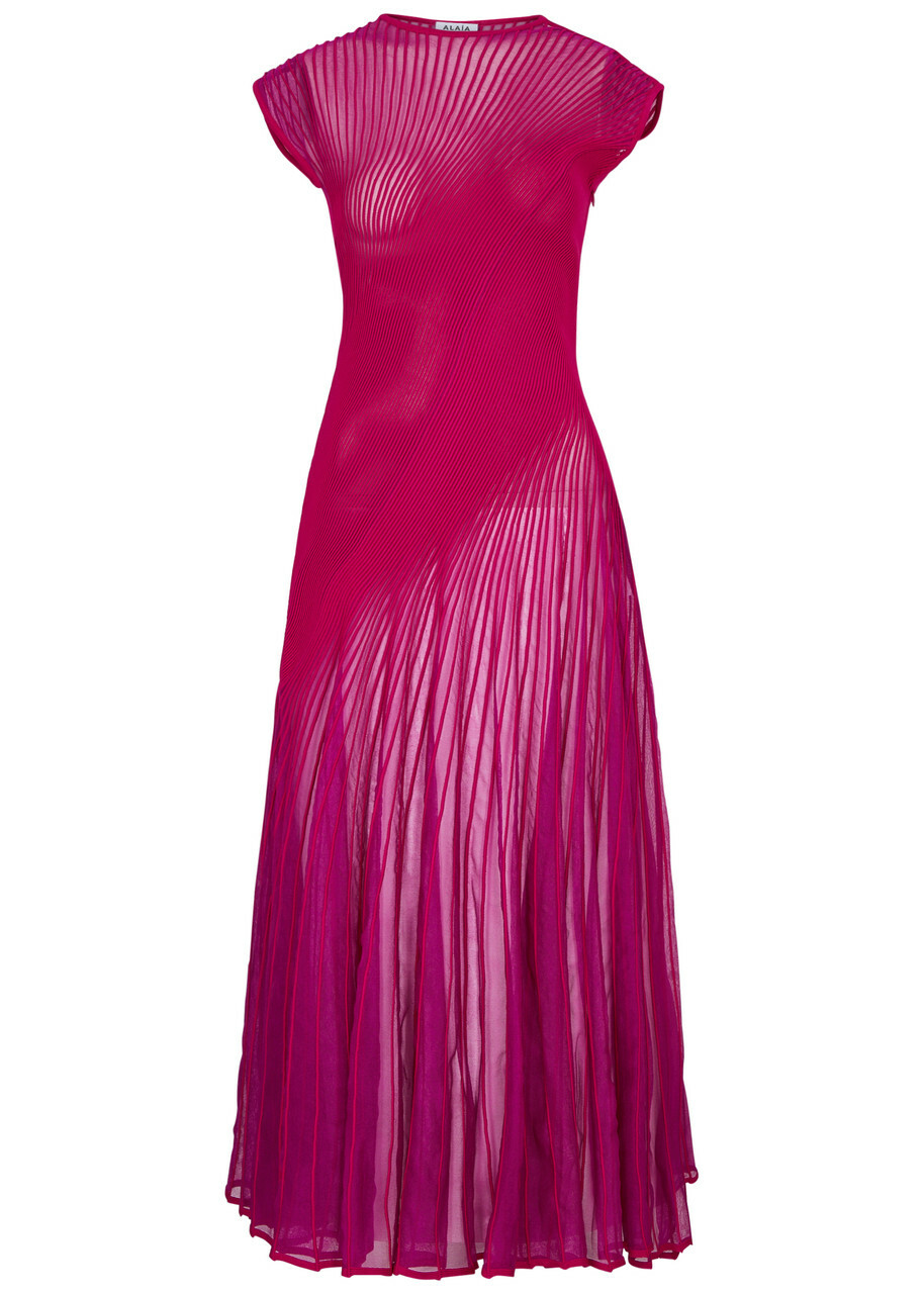 Alaa Twisted Ribbed-knit Midi Dress Pink ALAA